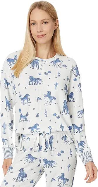 P.J. Salvage Desert Daze Long Sleeve Top (Ivory) Women's Pajama Cover