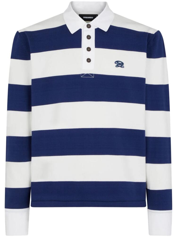 DSQUARED2 logo-embroidered striped polo shirt - Blue Cover