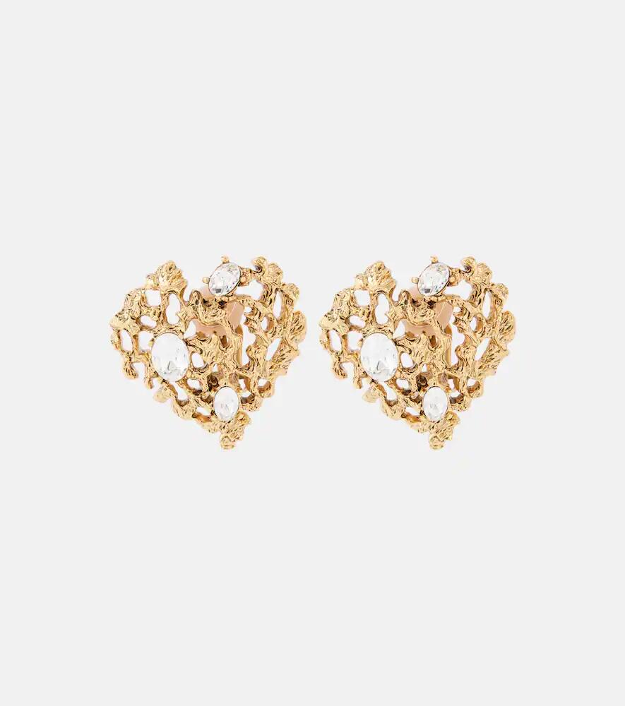 Oscar de la Renta Coral Heart embellished clip-on earrings Cover