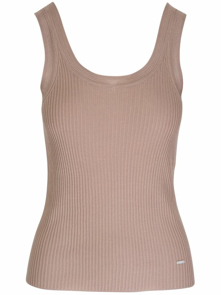 Akris logo-plaque silk tank top - Pink Cover