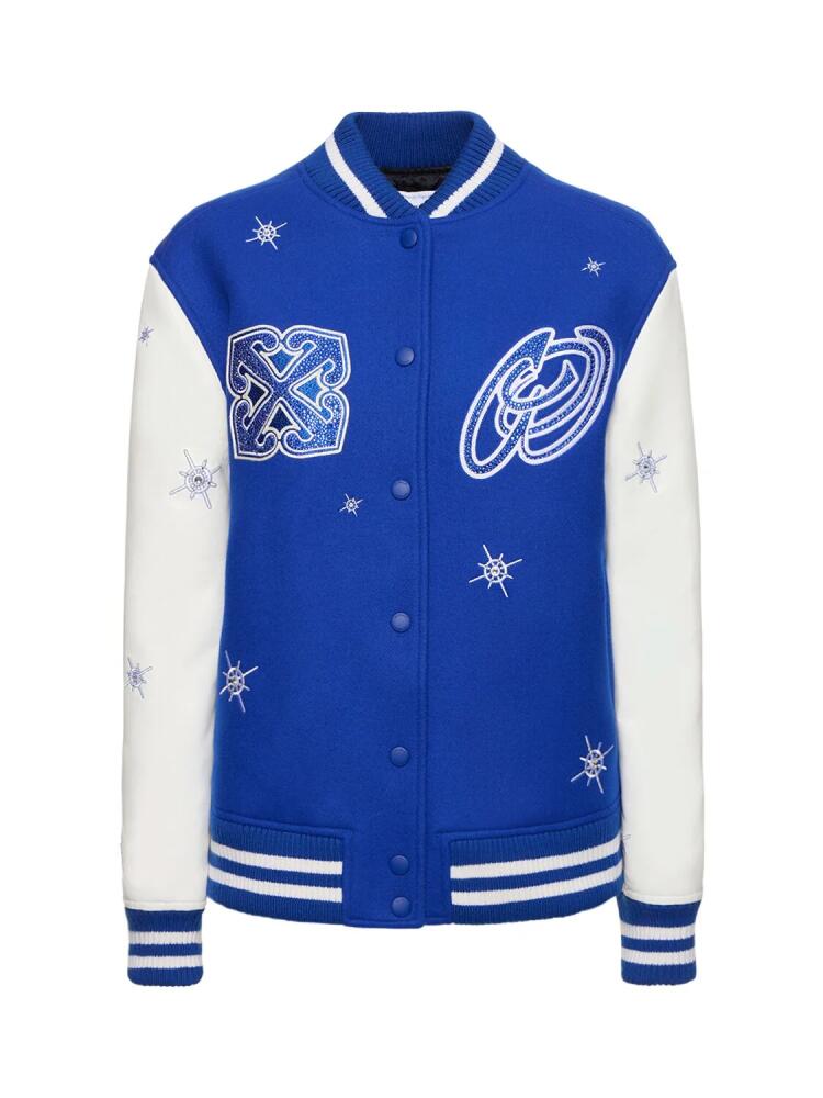 OFF-WHITE Bling Stars Wool Blend Varsity Jacket Cover