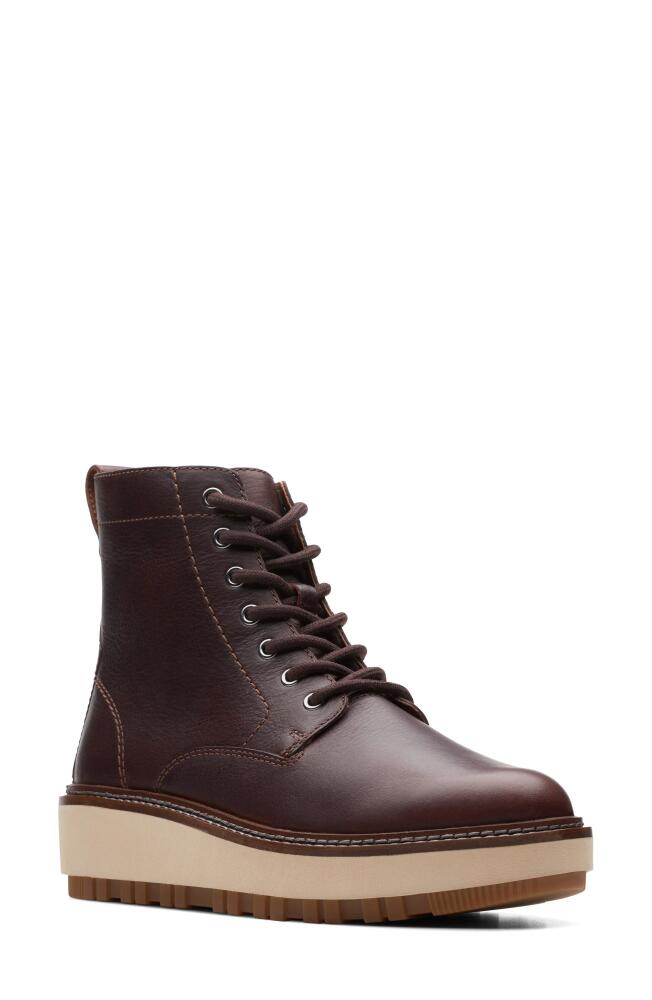 Clarks(r) Orianna Lace-Up Boot in Dark Brown Leather Cover