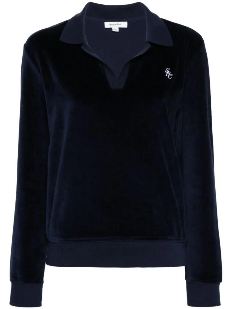 Sporty & Rich SRC velour polo top - Blue Cover