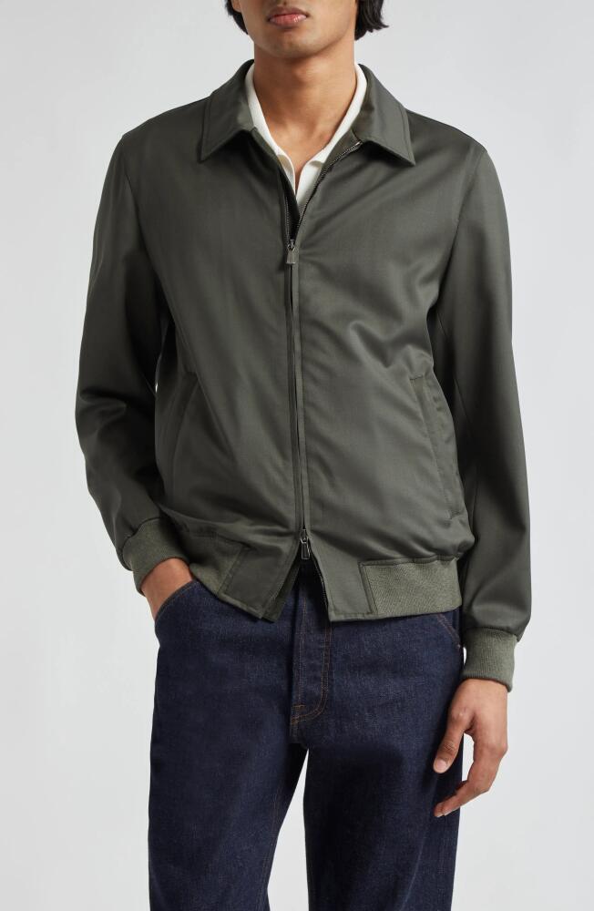 Thom Sweeney Technical Wool Zip Jacket in Green Cover