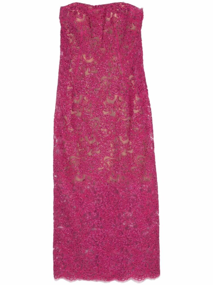 Ermanno Scervino strapless lace midi dress - Pink Cover