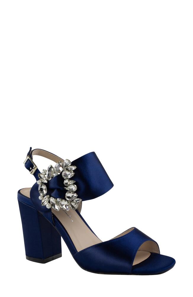 Paradox London Pink Manhattan Embellished Sandal in Navy Satin Cover