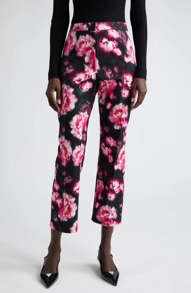 Adam Lippes Daphne Floral Print Cotton Twill Cigarette Pants in Black Floral Cover