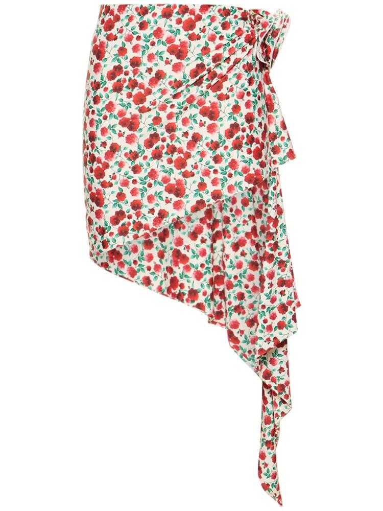 MAGDA BUTRYM Flower Printed Jersey Pool Skirt W/rose Cover