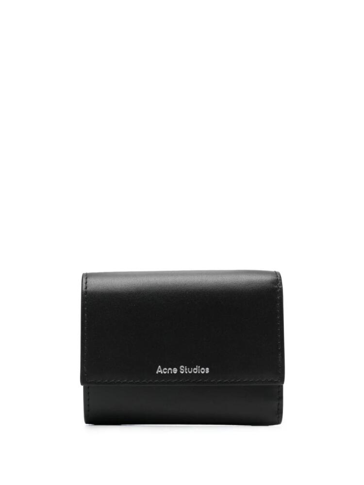 Acne Studios logo-lettering leather wallet - Black Cover