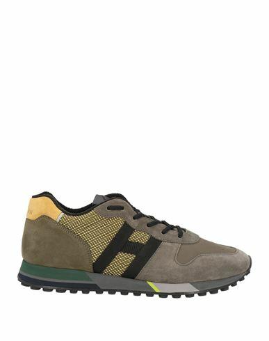 Hogan Man Sneakers Military green Leather, Textile fibers Cover