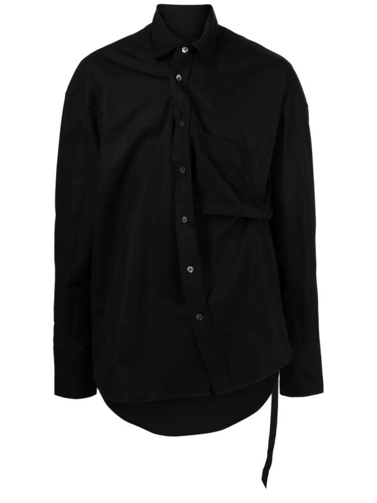 marina yee asymmetric cotton-poplin shirt - Black Cover