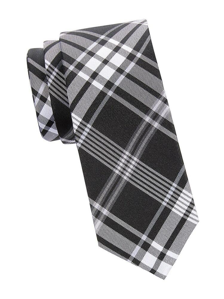 Saks Fifth Avenue Men's Plaid Silk Tie - Black Cover