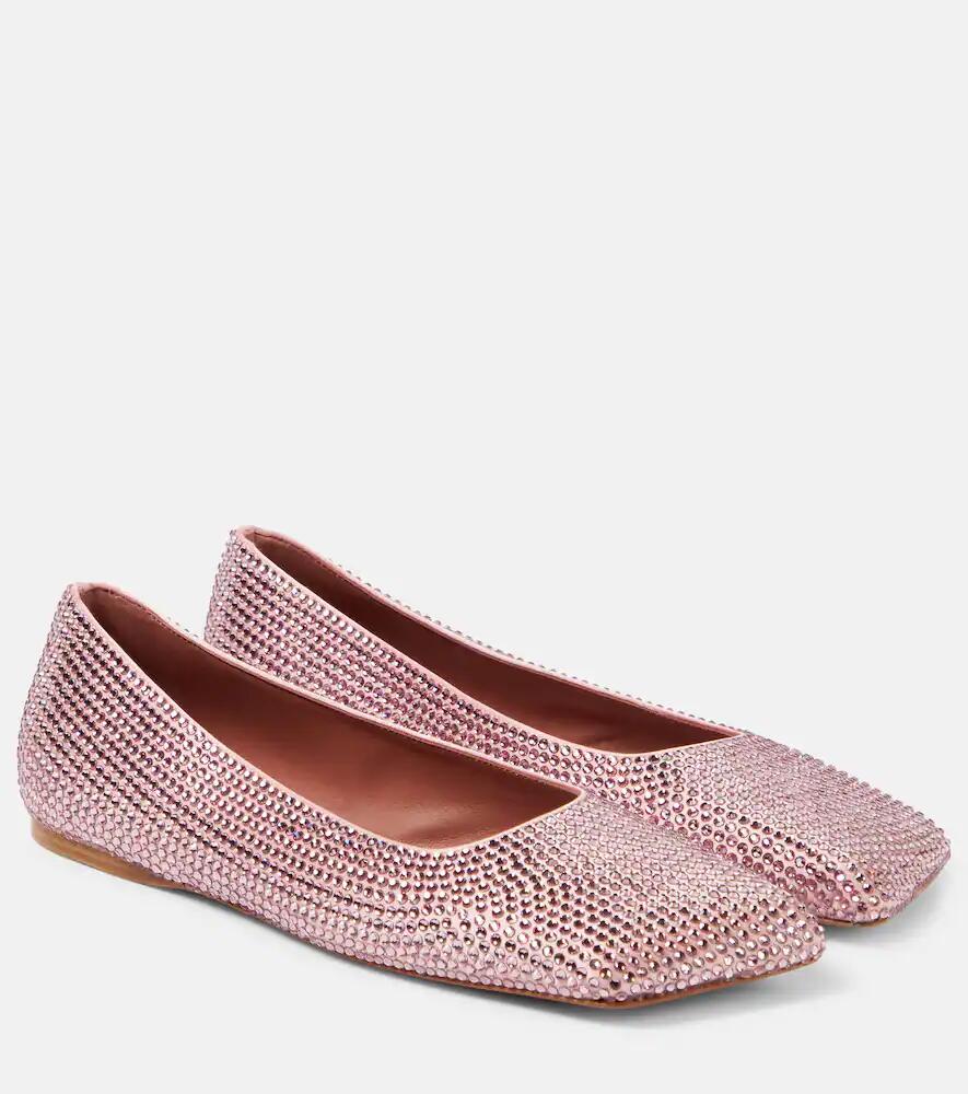 Amina Muaddi Ane embellished satin ballet flats Cover