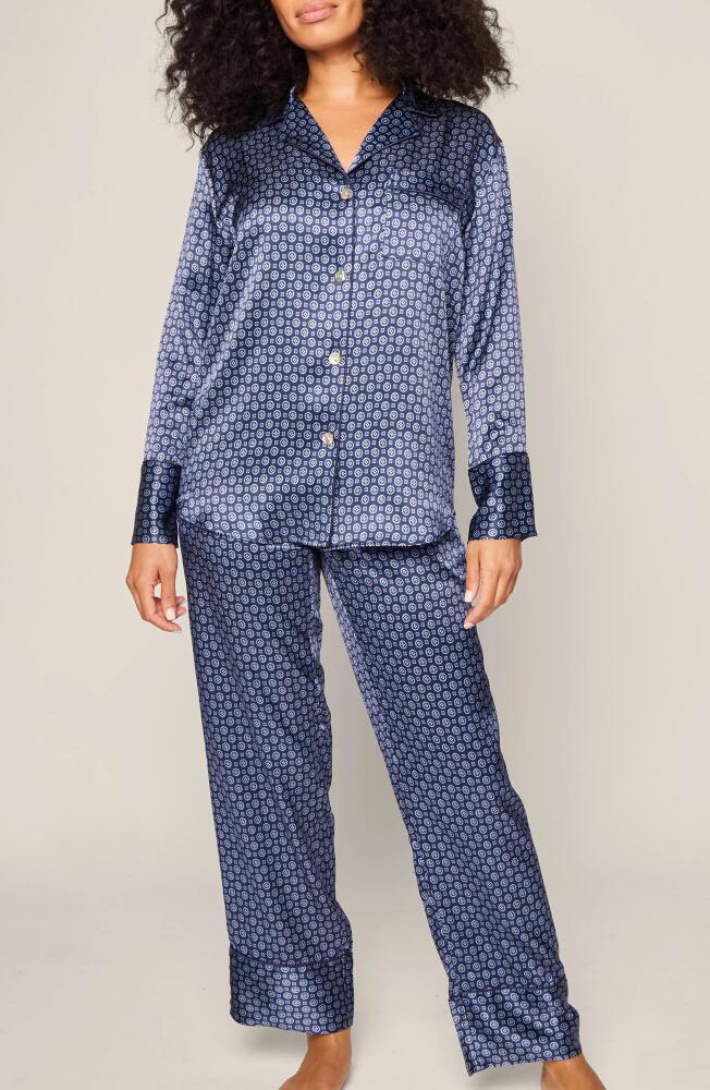 Petite Plume Medallion Mulberry Silk Pajamas in Navy Cover