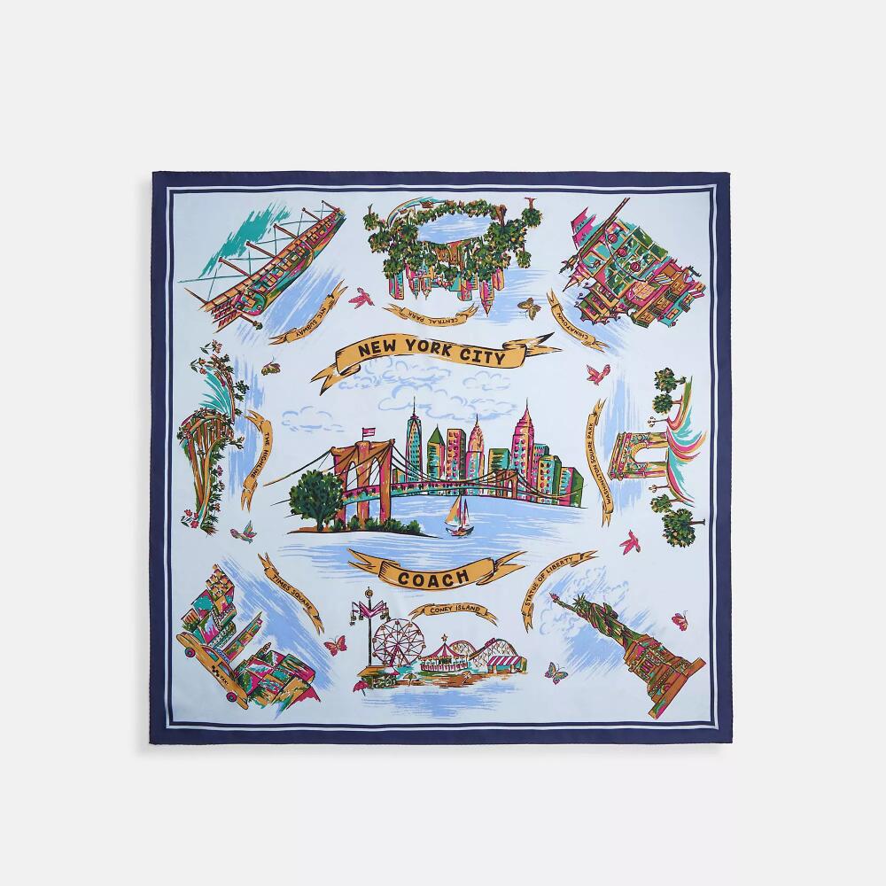 Coach New York Map Print Silk Square Scarf Cover