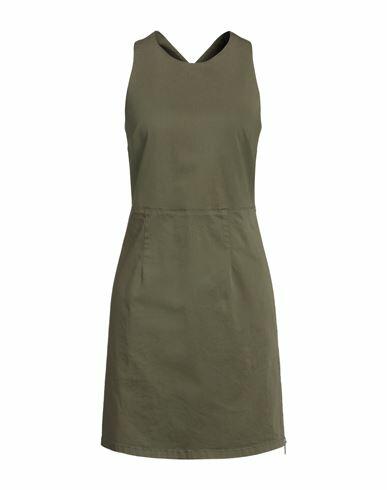 Department 5 Woman Mini dress Military green Cotton, Elastane Cover