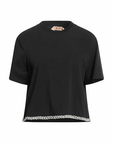 N°21 Woman T-shirt Black Cotton, Glass, Silicone Cover