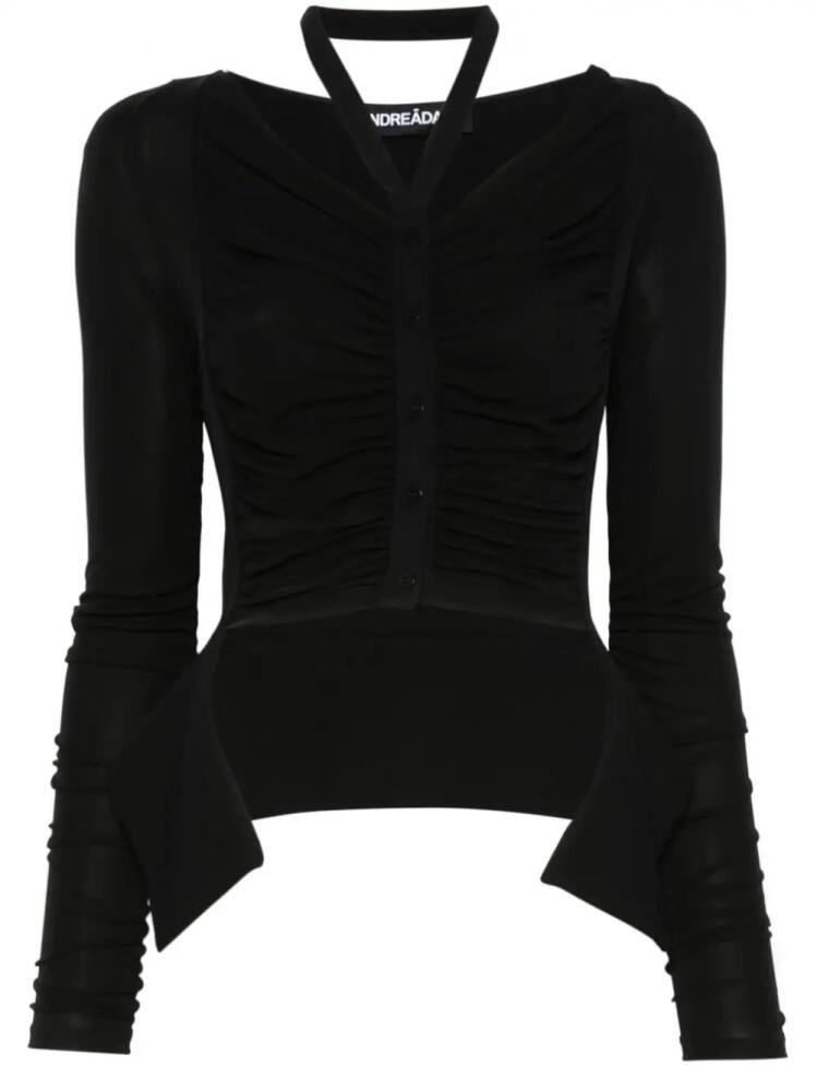 ANDREĀDAMO draped jersey cardigan - Black Cover