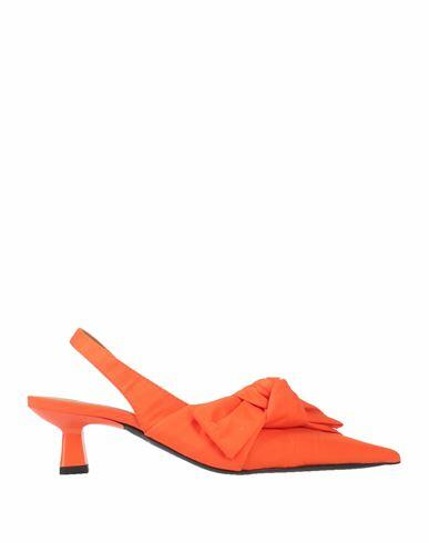 Ganni Woman Pumps Orange Leather, Recycled nylon Cover