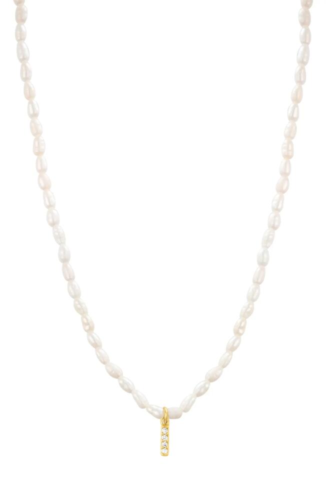 st. Moran Initial Freshwater Pearl Beaded Necklace in White - I Cover