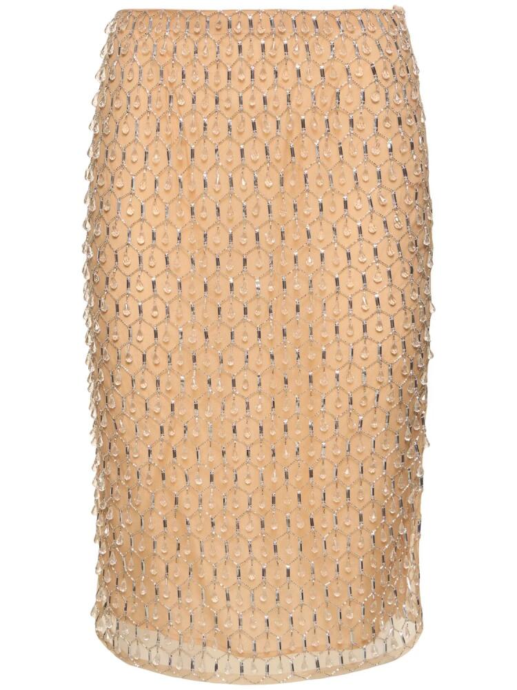 DES PHEMMES Drops Embroidery Tulle Midi Skirt Cover