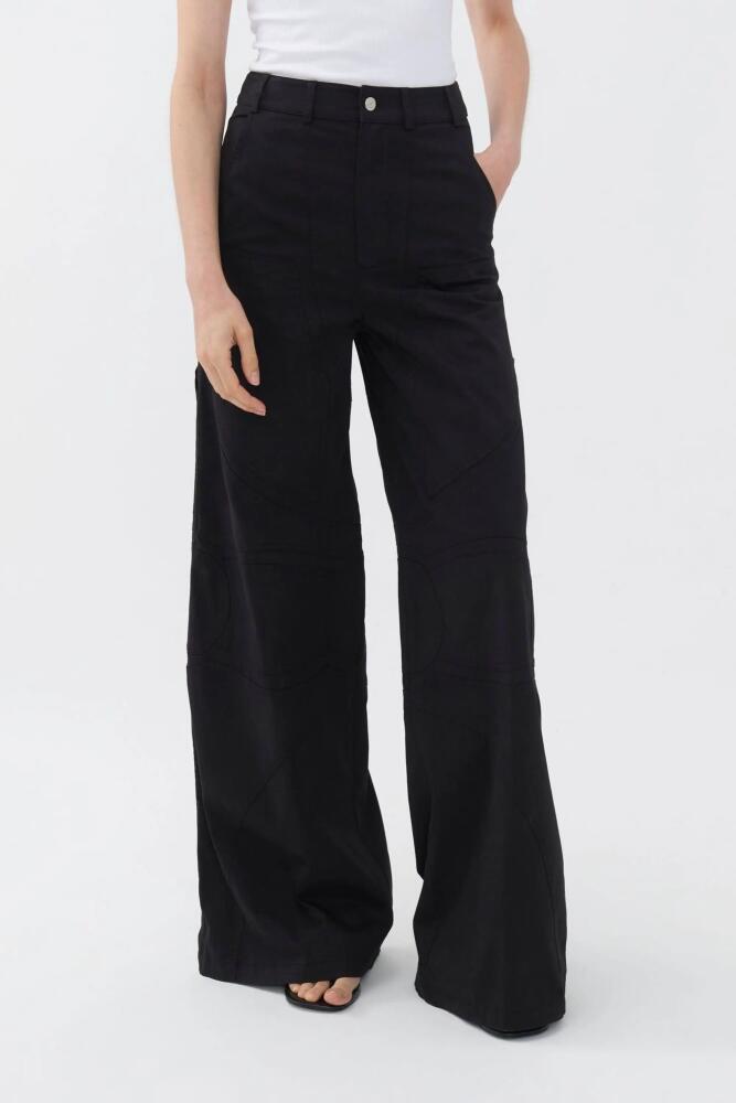 Nocturne Contrast Top Stitching Pants in Black Cover