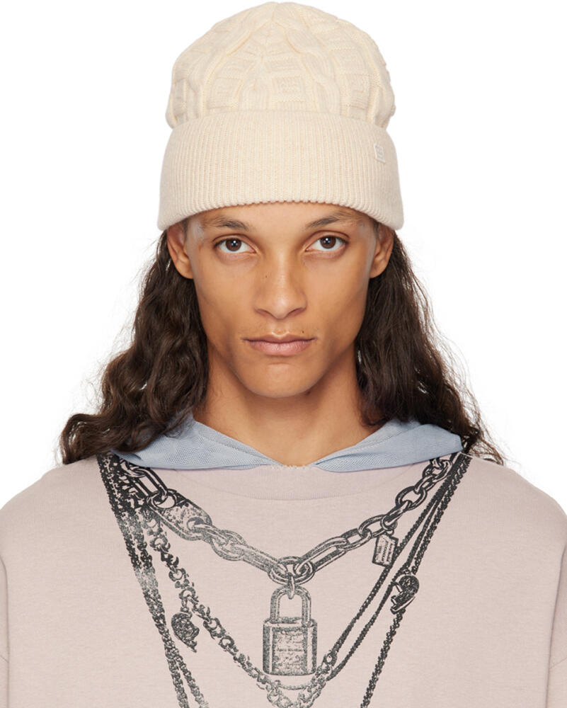 Acne Studios Beige Cable Knit Beanie Cover