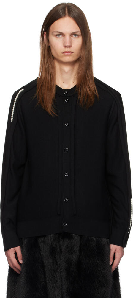 Simone Rocha Black Beaded Inverted Seam Cardigan Cover