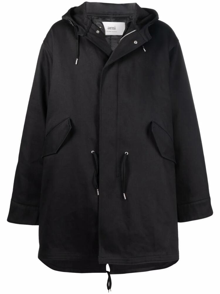 AMI Paris drawstring waist hooded parka - Black Cover