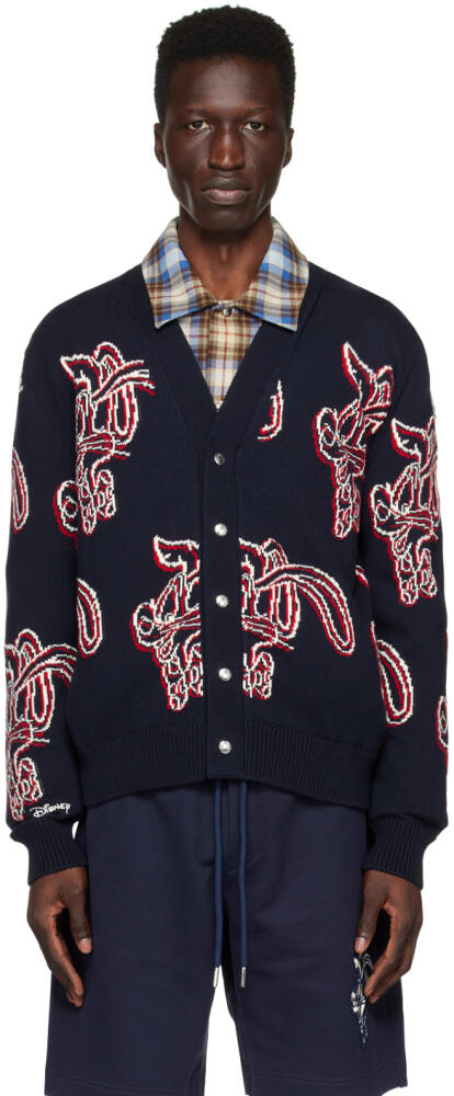 Moncler Navy Intarsia Cardigan Cover