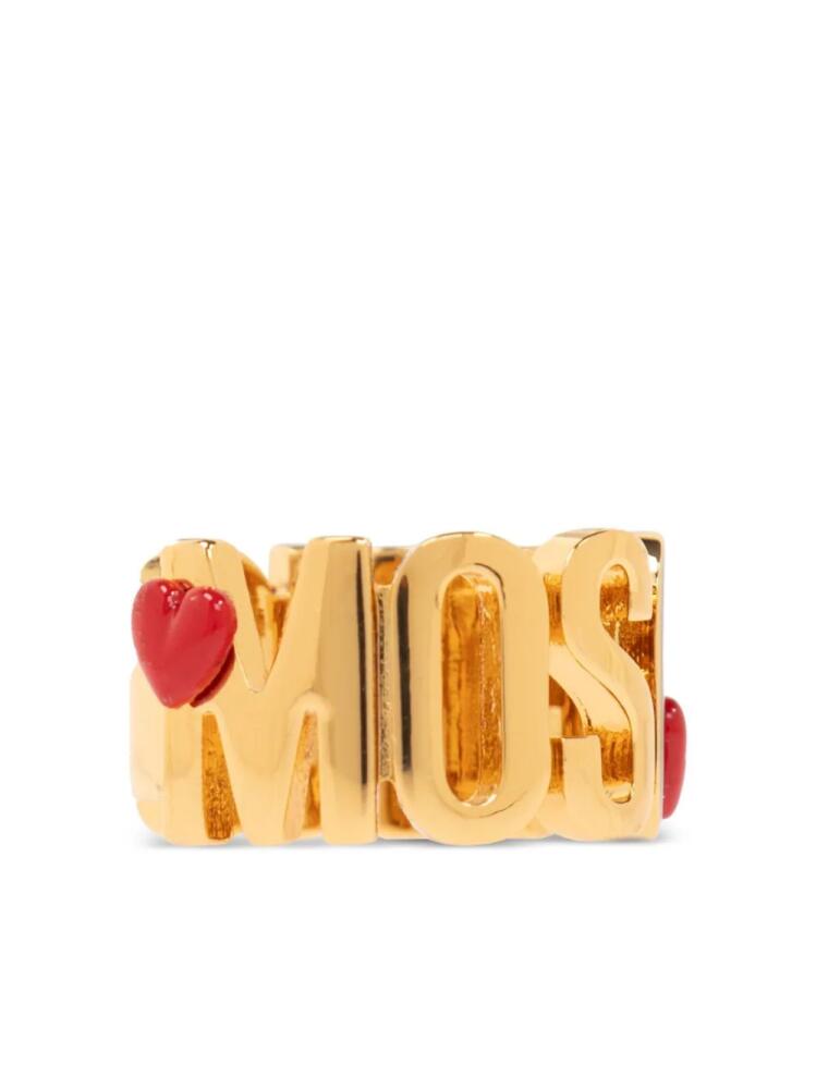 Moschino logo-lettering brass ring - Gold Cover