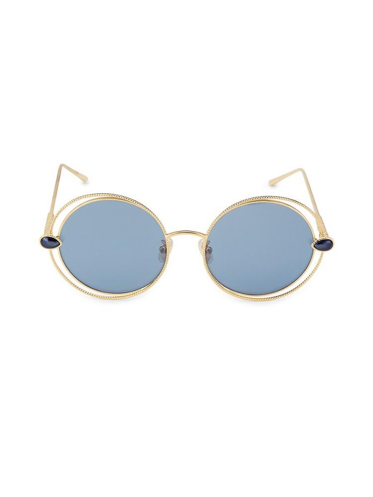 Boucheron Women's 57MM Oval Sunglasses - Blue Gold Cover