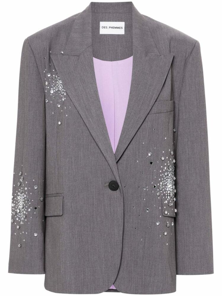 DES PHEMMES crystal-embellished blazer - Grey Cover