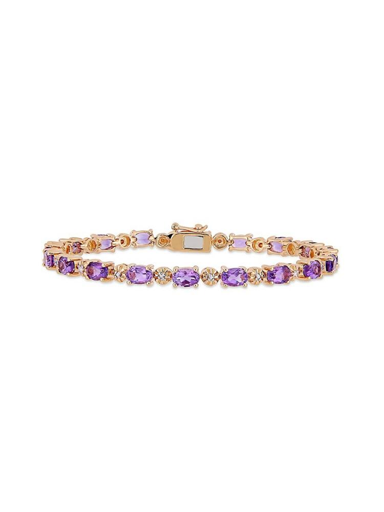 Sonatina Women's Rose Goldtone Plated Sterling Silver, Amethyst & Diamond Bracelet Cover