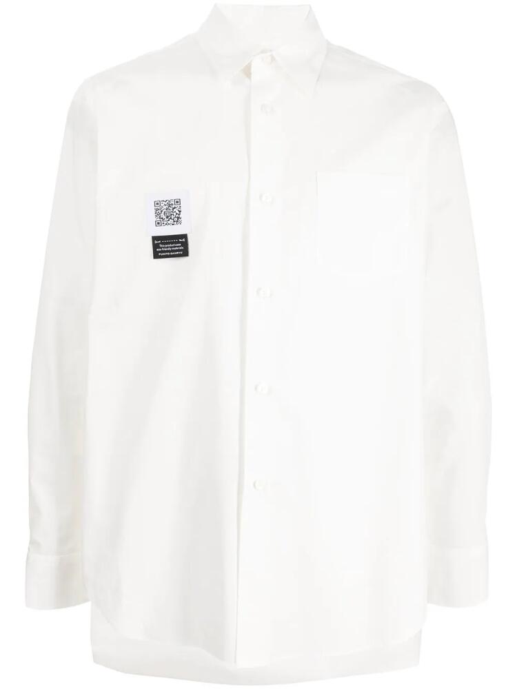 Fumito Ganryu logo-patch draped cotton shirt - White Cover