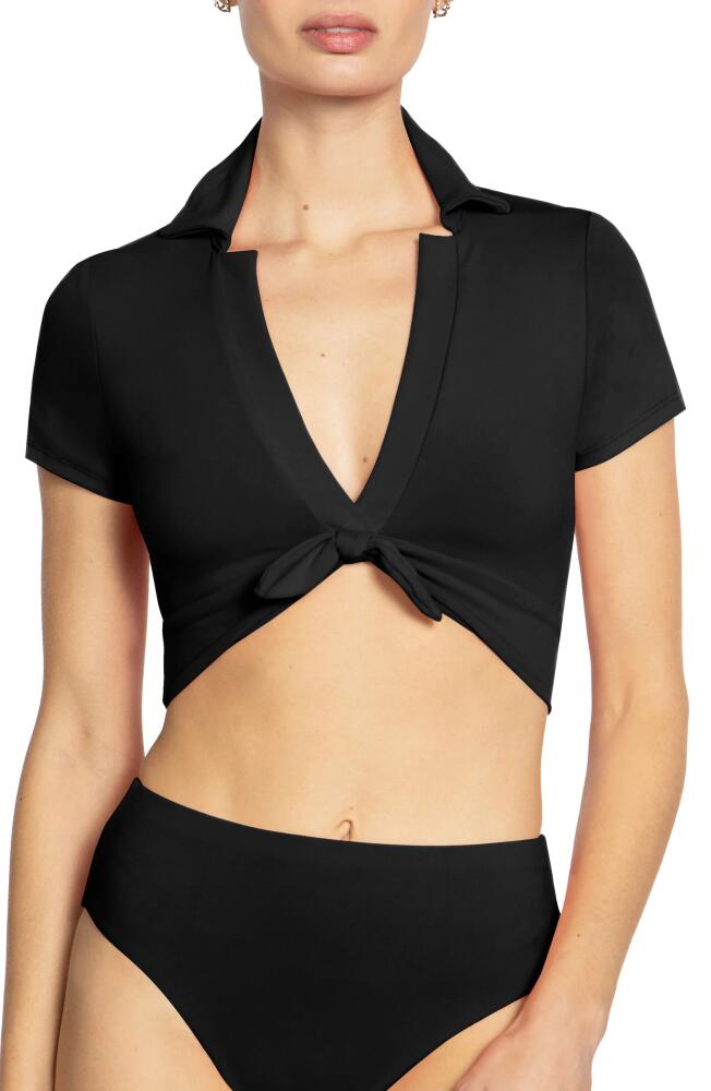 Robin Piccone Ava Shirt Bikini Top in Black Cover