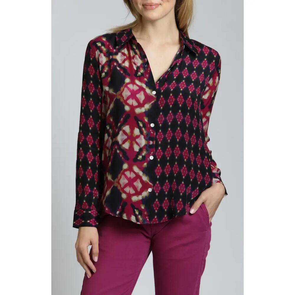 APNY Mix Print Roll Tab Button-Up Shirt in Red Multi Cover