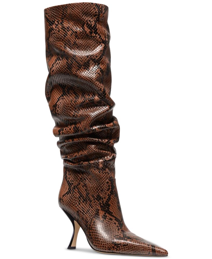 Michael Michael Kors Women's Luna Leather Snake Knee High Slouch Boots - Luggage Cover