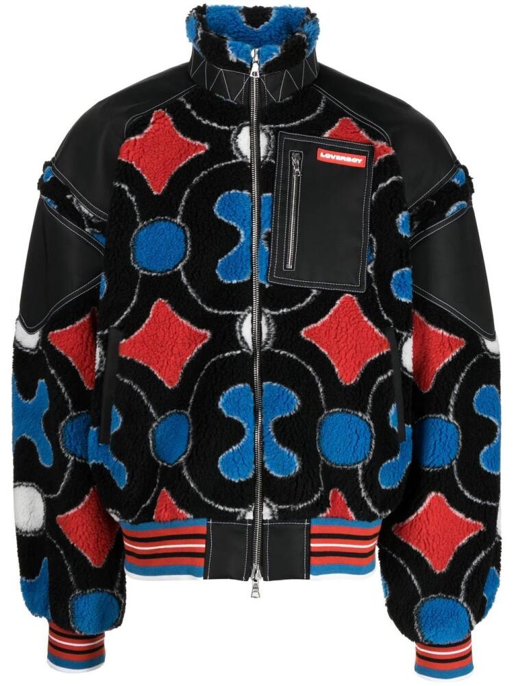 Charles Jeffrey Loverboy Patch fleece bomber jacket - Black Cover