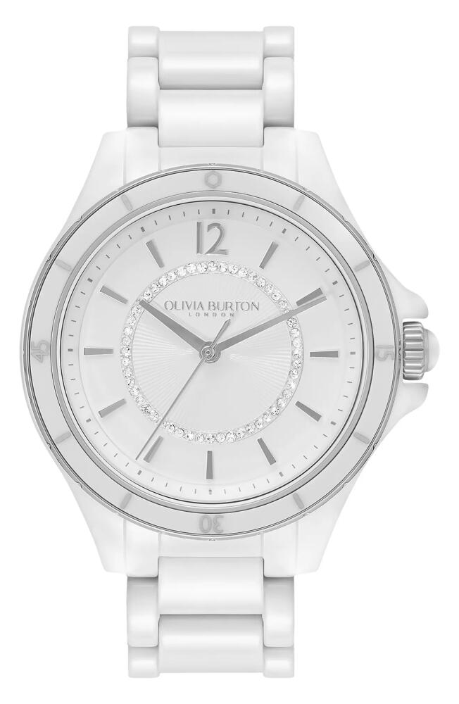 Olivia Burton Sports Luxe Ceramic Bracelet Watch, 36mm in White Cover