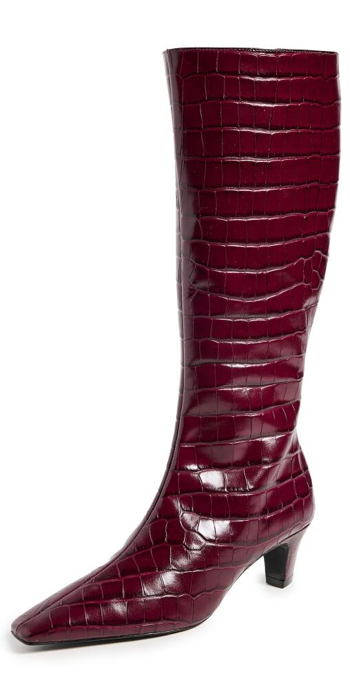 Schutz Dellia Up Croco Boots Merlot Wine Cover