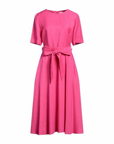 P. a.r. o.s. h. Woman Midi dress Fuchsia Viscose, Linen Cover