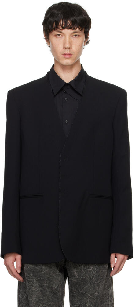 MM6 Maison Margiela Black Collarless Blazer Cover