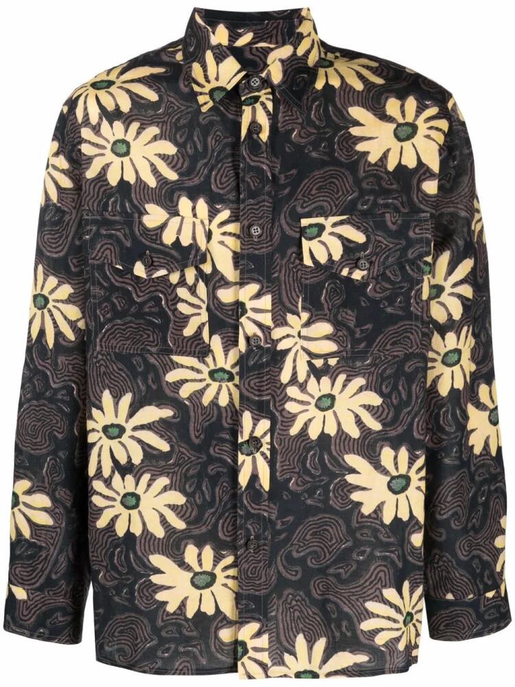 Nanushka floral print shirt jacket - Brown Cover