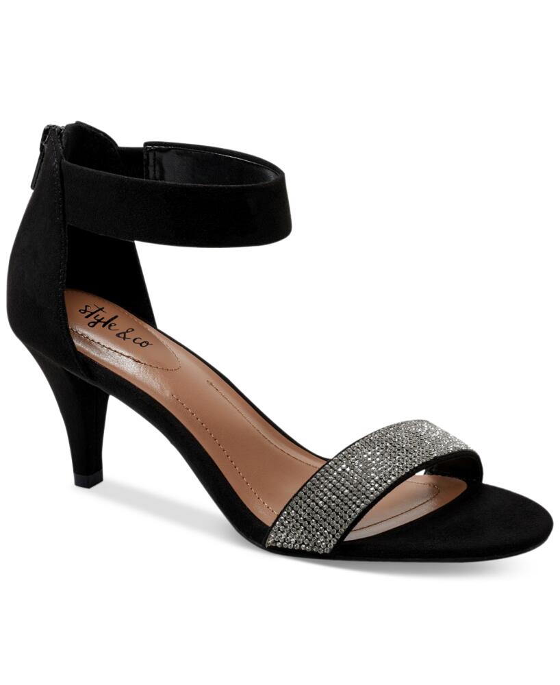 Style & Co Women's Phillys Two-Piece Evening Sandals, Created for Macy's - Black/Silver Cover