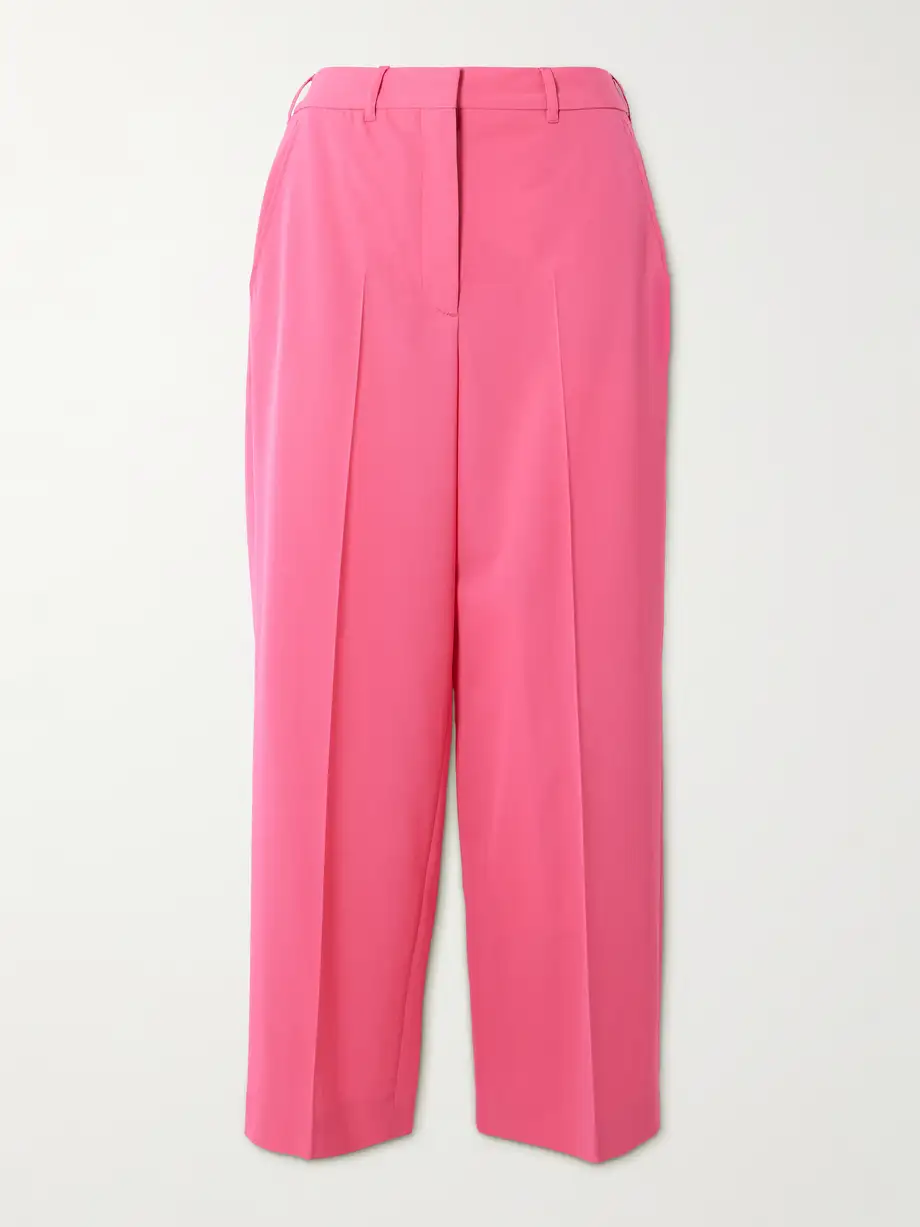 Stella McCartney - + Net Sustain Cropped Stretch-wool Straight-leg Pants - Pink Cover