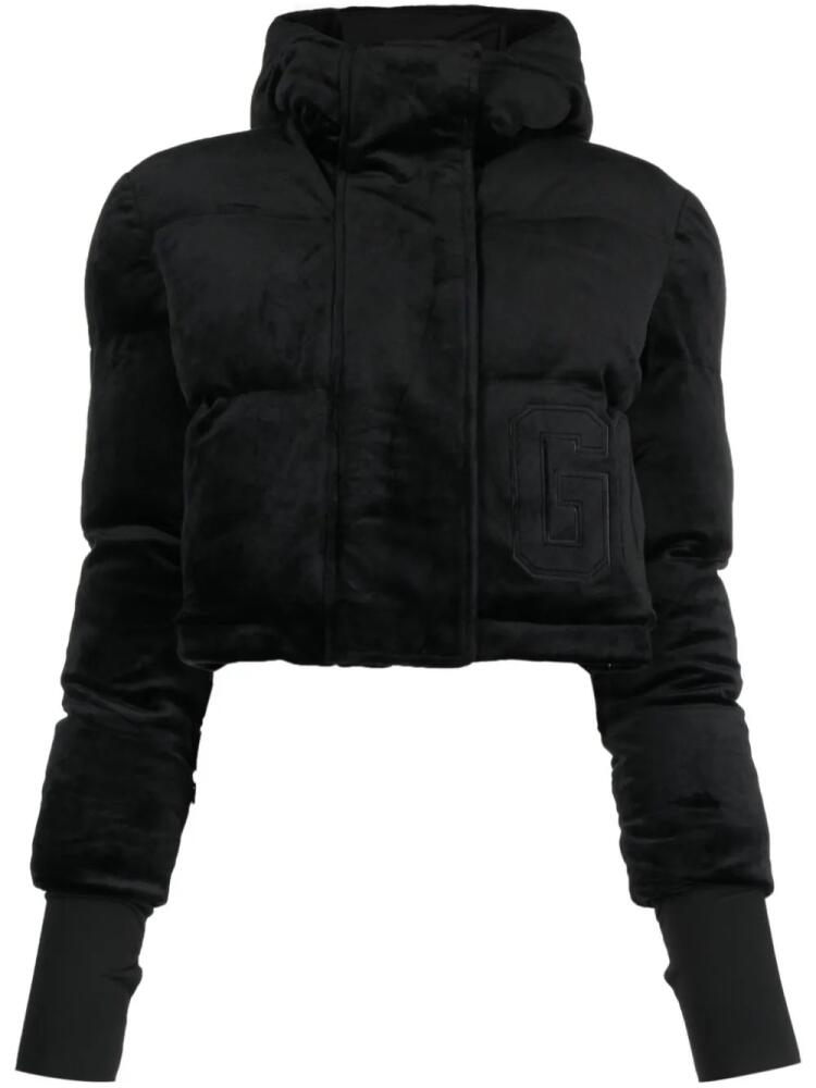 GCDS hooded velvet bomber jacket - Black Cover