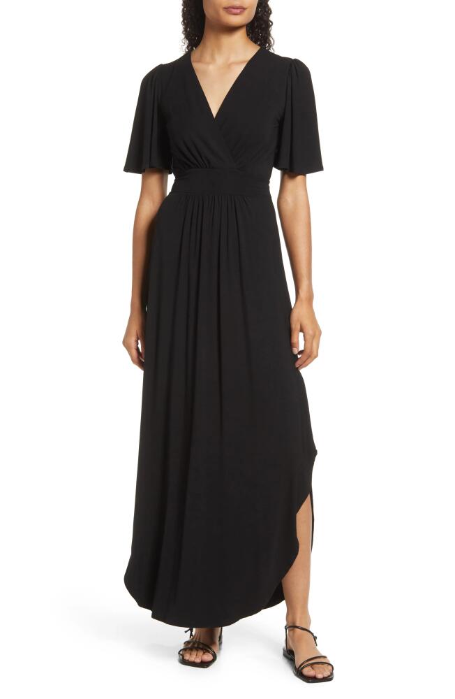 Fraiche by J Flutter Sleeve Jersey Maxi Dress in Black Cover