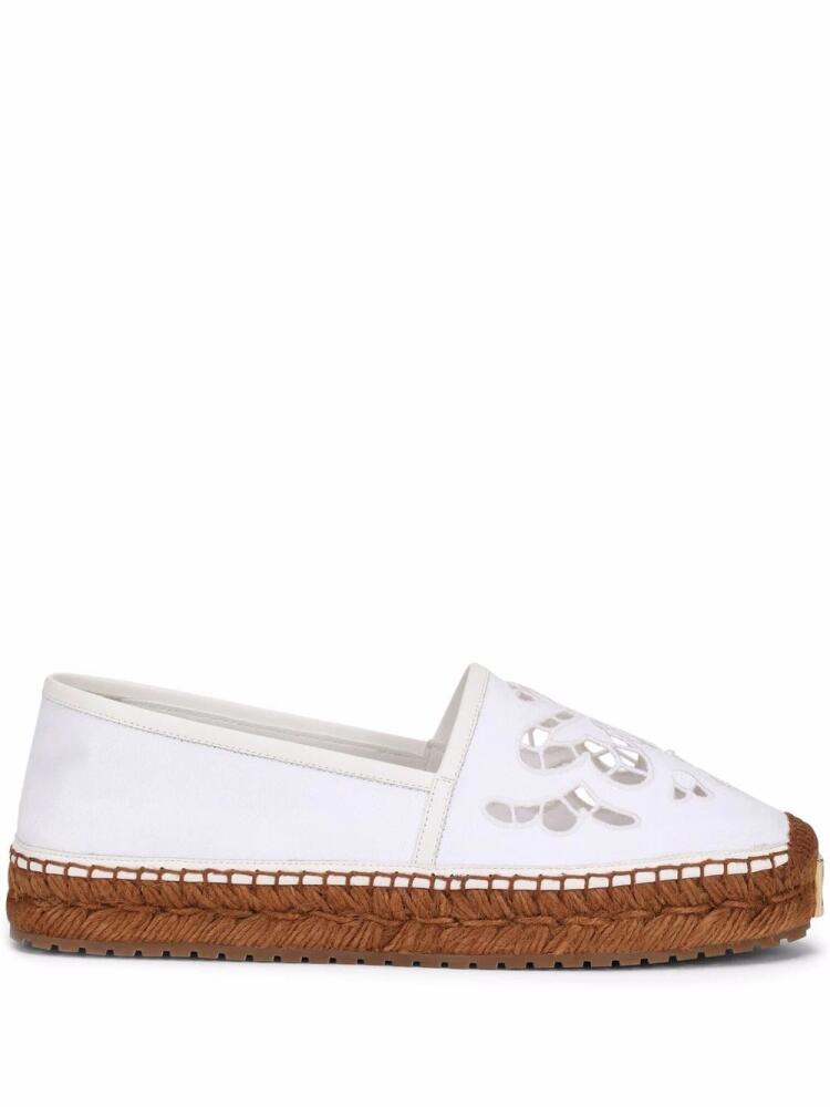 Dolce & Gabbana broderie anglaise flat espadrilles - White Cover