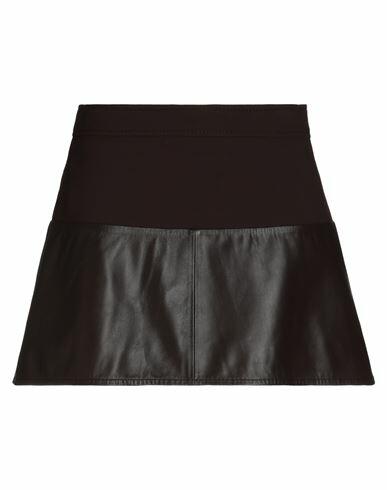 Max & co. Woman Mini skirt Dark brown Viscose, Polyamide, Elastane, Ovine leather Cover